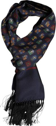Dolce & Gabbana Blauwe Zijden Franjes Sjaal - unisex - Zijden sjaals - Blauw - ONE Size - Accessoires