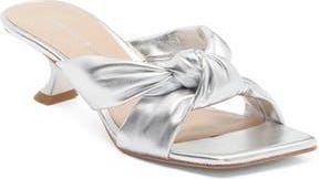 Stuart Weitzman Playa 50 Knot Kitten Heel Sandal in Silver at Nordstrom Rack, Size 10.5