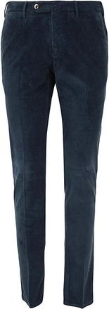 PT01 Platte broek met diagonale zakken - Heren - Slim Fit Broeken - Blauw - L - Broeken