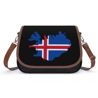 Generic Iceland National Flag Crossbody Bags for Women Fashion Leather Shoulder Handbags With Adjustable Strap