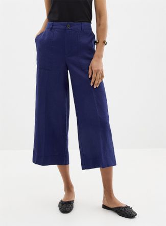 Contemporaine Womens XL pockets pure linen capri pant Fit: Wide leg, high rise