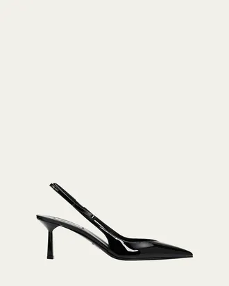 Prada 75mm Bow Leather Slingback Pumps