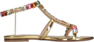 Gedebe Platte schoenen Gouden - Dames - Sandalen - Veelkleurig - 37 EU - Leer - Schoenen