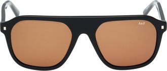 Abercrombie & Fitch 53mm Navigator Sunglasses in Shiny Black /Brown at Nordstrom