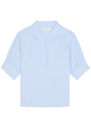 Frame Denim Striped Cotton Shirt - Light Blue - S (UK8-10 / S)