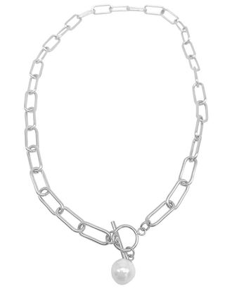 Adornia Adornia Silver Plated Paper Clip Toggle Necklace