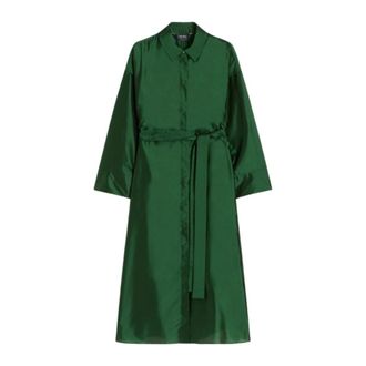 Max Mara Shirt Dresses, female, Green, Size: S Manna belted shirt midi dress