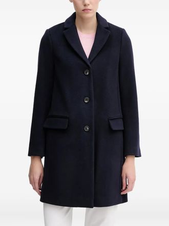 Benetton button pocket coat - women - Wool/Polyester - 46 - Blue