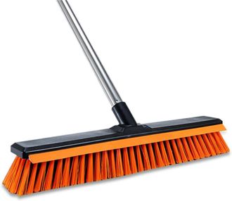 OEM Escoba De Exterior De 47 Cm Con Rascador De Goma Y Mango De 120 Cm De Largo, Cepillo De Fregar Comercial 2 En 1 De Cerdas R&iacute;gidas Para Terrazas, Patio