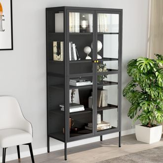 vidaXL Vidaxl - Vitrina De Acero Y Vidrio Templado Gris Antracita 90x40x180 Cm