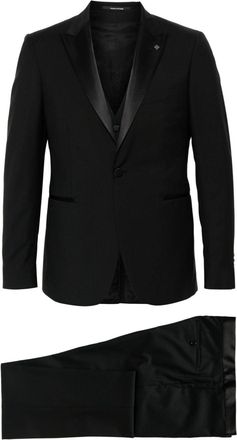 Tagliatore single-breasted virgin-wool suit - men - Cotton/Virgin Wool/Cupro - 48 - Black