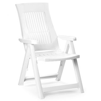 Dmora Dmora Fauteuil Pliant Multi-positions, Made In Italy, 58 X 62 X 108 Cm, Coloris Blanc