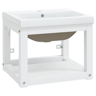 vidaXL Vidaxl Telaio Per Lavabo Da Bagno Con Lavabo Integrato Bianco In Ferro