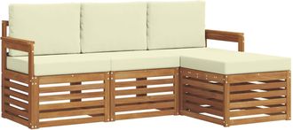 vidaXL Conjunto De Sof&aacute;s De Exterior 4 Uds. Natural Y Crema Vidaxl