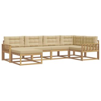 vidaXL Conjunto De Sof&aacute;s De Exterior Con Coj&iacute;n 5 Pcs Y Beige Poli&eacute;ster Vidaxl