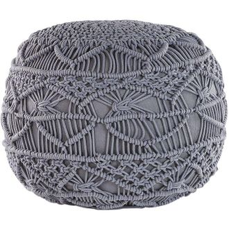 Beliani Beliani - Pouffe Grey Boho Knitted Round Cotton Ottoman 40 x 40 cm Kayseri
