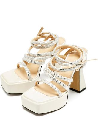 Mach & Mach Sydney sandalen verfraaid met kristallen - Wit