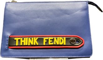 Fendi Blue Leather Clutch Bag Pochette (Pre-Owned)