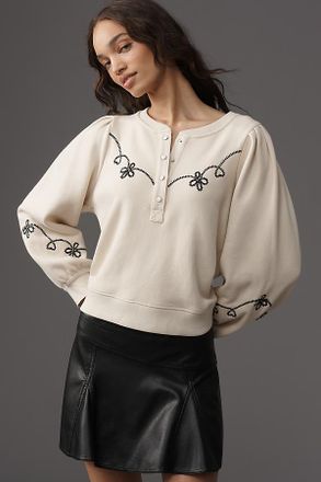 Rails Hanne Embroidered Half-Placket Sweatshirt