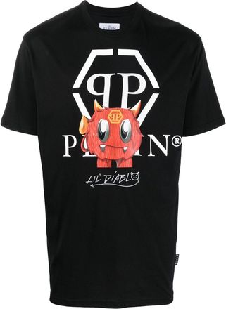 Philipp Plein monster logo graphic T-shirt - men - Cotton - M - Black