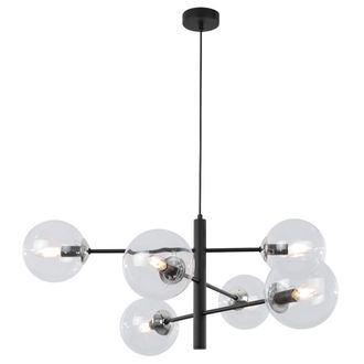 OEM L&aacute;mpara Colgante Vicenza Cromo Negro 6 L&aacute;mpara Plana Transparente E14