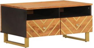 vidaXL Vidaxl - Coffee Table Brown and Black 80x54x40 cm Solid Wood Mango