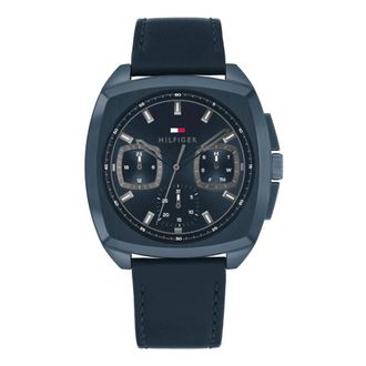 Tommy Hilfiger Accessoires, Heren, Blauw, ONE Size, Leer, Apollo 1710558 Horloge