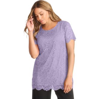 Jessica London Stretch Lace Tunic in Pale Lilac at Nordstrom, Size 32