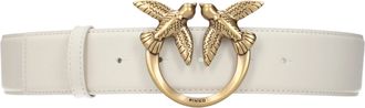 Pinko Pinko Damess Riem Wit Leer/Zijde