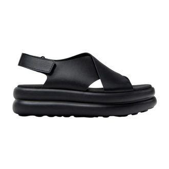 Camper Flat Sandals, female, Black, Size: 10 US Black Casual Leather Sandals for Women
