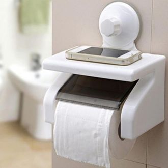 Trade Shop Trade Shop - Porta Rotolo Carta Igienica Accessorio Bagno Con Attacco A Ventosa E Mensola