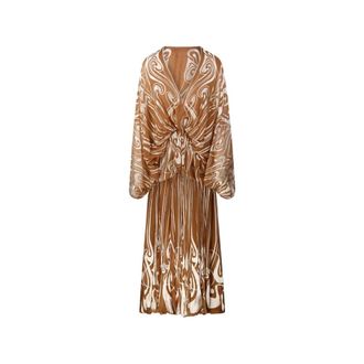 Zimmermann Geplooide zijden midi-tuniek - Dames - Jurken - Bruin - Maat: XS Zijde