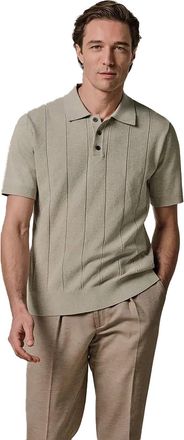 Profuomo Polo Profuomo beige strepen textuur pique