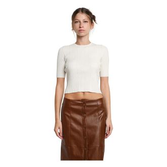 Pennyblack T-Shirts, female, White, XS, Ribbed Elbow Sleeve Knit Top