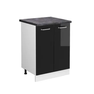 Vicco Mueble Bajo De Cocina R-line, Negro Brillo Intenso, 60 Cm, Et Antracita