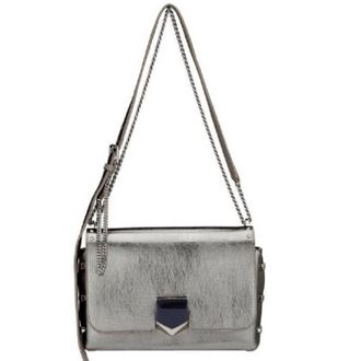 Jimmy Choo London Womens Lockett Studded Leather Crossbody Bag In Metallic Silver