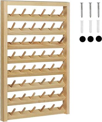 OEM Soporte Para Hilos - Madera Natural - 48 Bobinas - Montaje En Pared - Para M&aacute;quinas De Coser Y Bordar