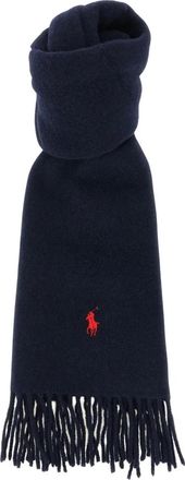 Polo Ralph Lauren Sjaal met Pony-franjes - Dames - Wintersjaals - Blauw - ONE Size - Wol - Accessoires