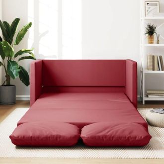 vidaXL Sof&aacute; Cama Suelo 2 En 1 Cuero Sint&eacute;tico Rojo Tinto 112x174x55 Cm Vidaxl