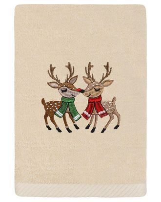 Linum Home Textiles Christmas Kisses - Embroidered Luxury Turkish Cotton Hand Towel