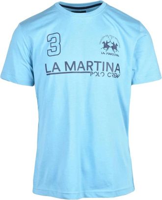 La Martina Tops, Heren, Blauw, XL, Katoen, T-shirt