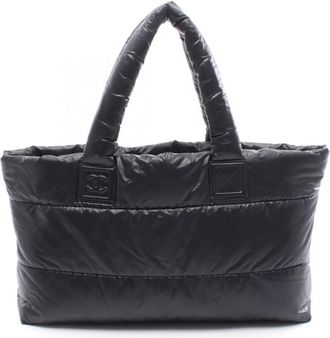 Chanel Black Bordeaux Nylon Leather Tote Bag (Pre-Owned)