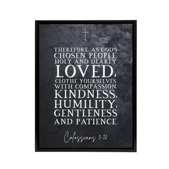 Artery8 Colossians 3 12 Compassion Bible Quote Framed Canvas Wall Art Print in Grey | Size: W24 x H32