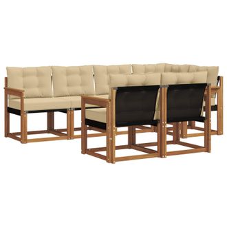 vidaXL Conjunto De Sof&aacute;s De Exterior Con Coj&iacute;n 7 Pcs Natural Y Beige Vidaxl