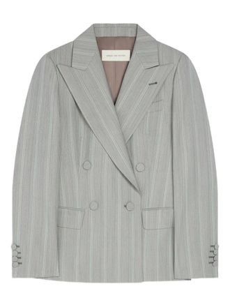Dries Van Noten Blazer met krijtstreep en dubbele rij knopen - Groen