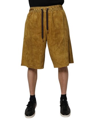 Dolce & Gabbana Brown Lambskin Suede Men Bermuda Mens Shorts