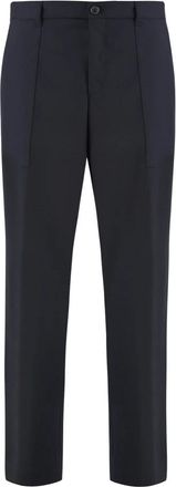 HUGO BOSS Gekreukte Pantalons - Heren - Straight fit broeken - Blauw - M - Wol - Broeken