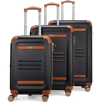 19V69 Vintage 3 Piece Expandable Spinner Luggage Set in Black at Nordstrom