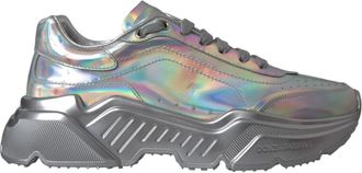 Dolce & Gabbana Zilveren Glanzende Leren Sneakers Schoenen - Dames - Sneakers - Grijs - 39 EU - Leer - Schoenen
