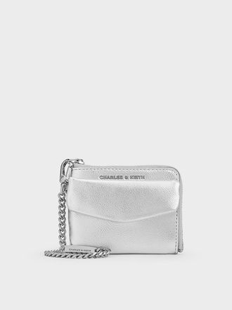 Charles & Keith Rachel Metallic Front-Pocket Zip-Around Card Holder